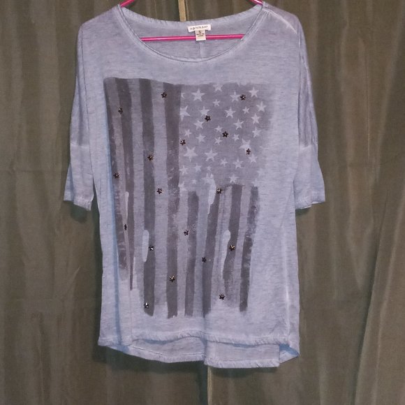 Blue American Flag T Shirt - Picture 1 of 5